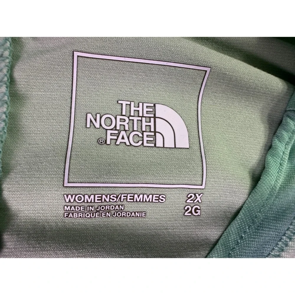 The North Face Womens 2X Green Tie Dye Boxy Cropped Short Sleeve Performance Tee - Picture 5 of 7